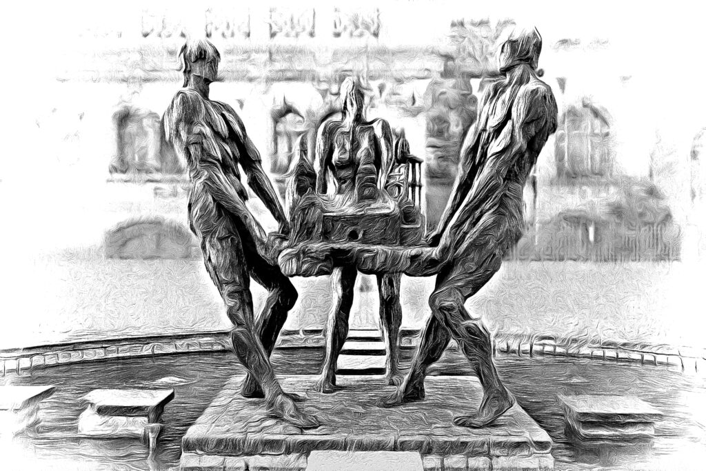 2023-05-29 - Bronzeskulptur von 1989 (Titel: Bürger tragen ihre Stadt)